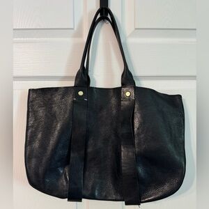 Black Clare V leather tote bag